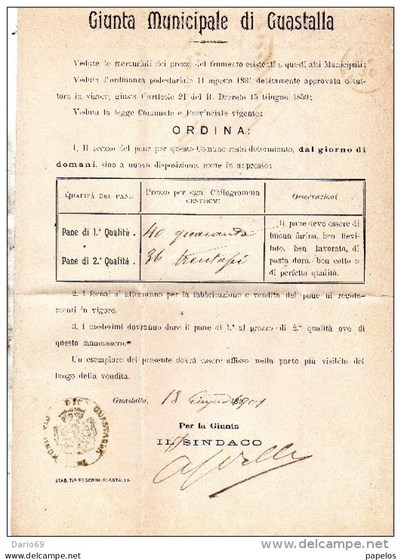 1901 LETTERA CON ANNULLO GUASTALLA REGGIO EMILIA - Marcophilie