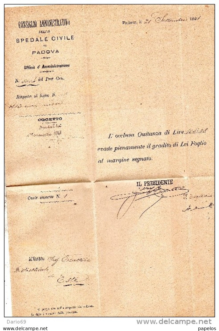 1891  LETTERA CON ANNULLO  PADOVA + ESTE - Poststempel