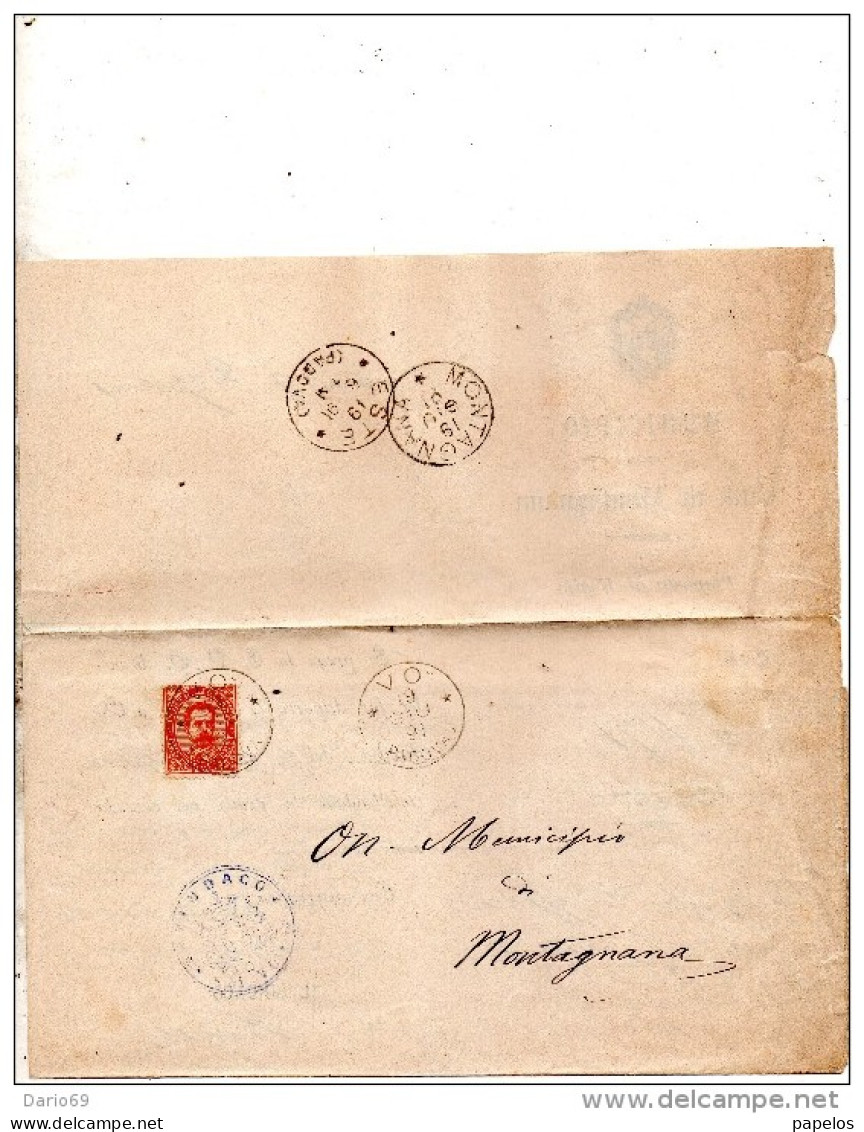 1891  LETTERA CON ANNULLO  VO' PADOVA  + MONTAGNANA - Poststempel