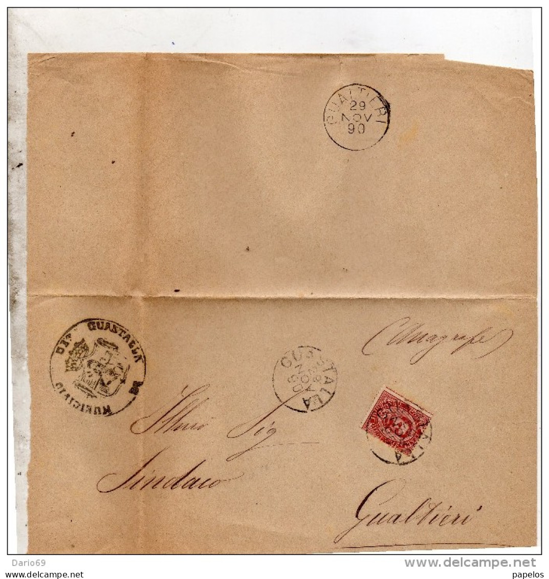 1890 LETTERA CON ANNULLO GUASTALLA REGGIO EMILIA DENTELLATURA SPOSTATA - Poststempel
