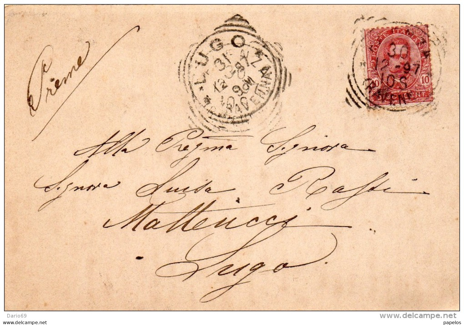1897 CARTOLINA CON ANNULLO LUGO RAVENNA - Poststempel