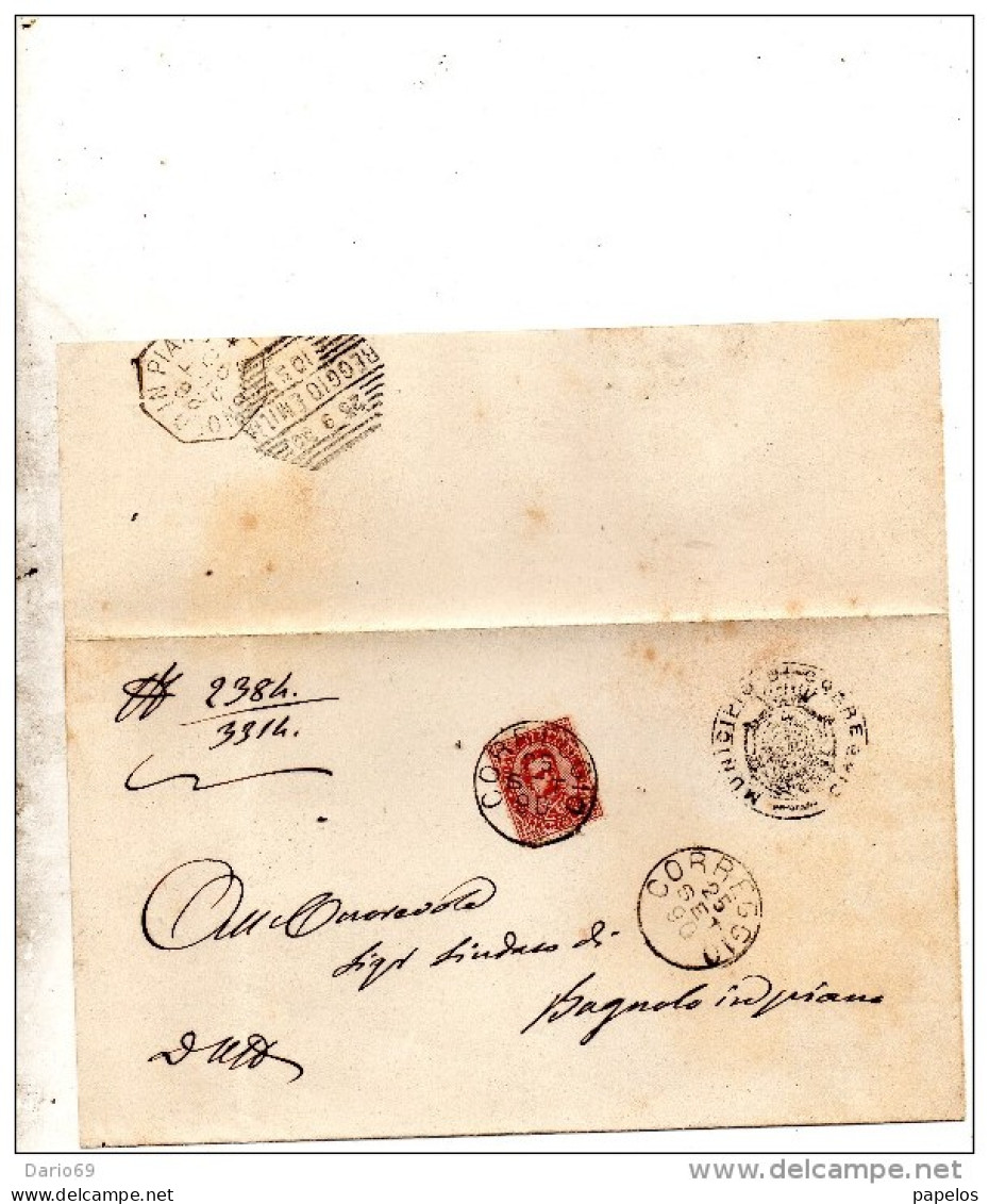 1890  LETTERA CON ANNULLO  CORREGGIO + REGGIO EMILIA - Poststempel