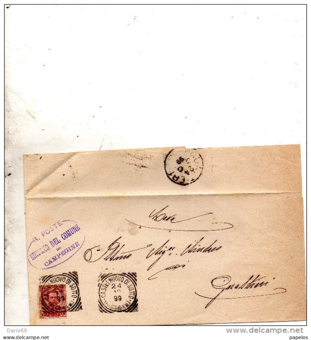 1899  LETTERA CON ANNULLO CASTELNUOVO DI SOTTO  REGGIO EMILIA + COMUNALE CAMPEGINE - Poststempel