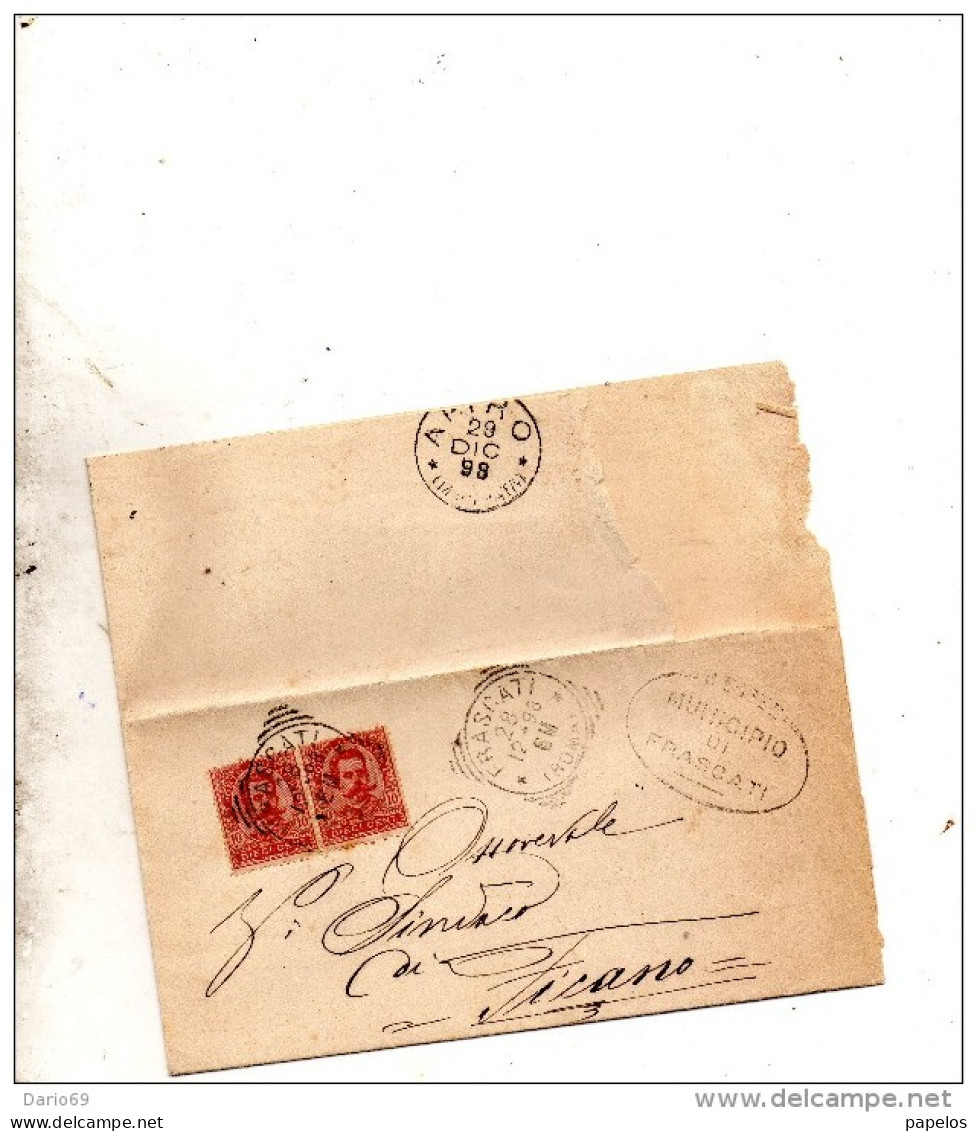 1898   LETTERA CON ANNULLO  FRASCATI ROMA + APIRO MACERATA - Poststempel