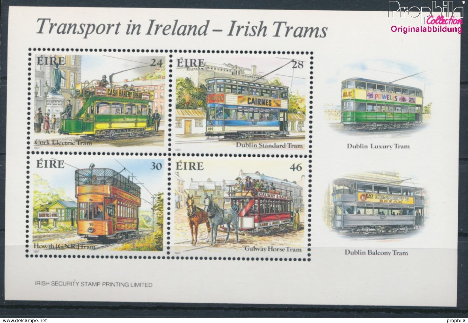 Irland Block6 (kompl.Ausg.) Postfrisch 1987 Historische Straßenbahnen (10348095 - Unused Stamps