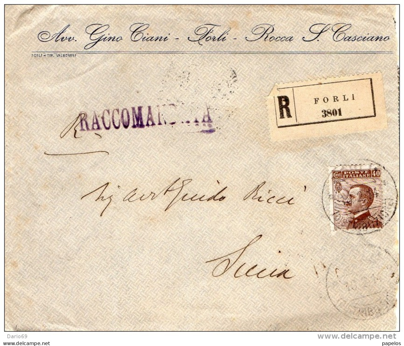 1914   LETTERA RACCOMANDATA CON ANNULLO FORLI - Entero Postal