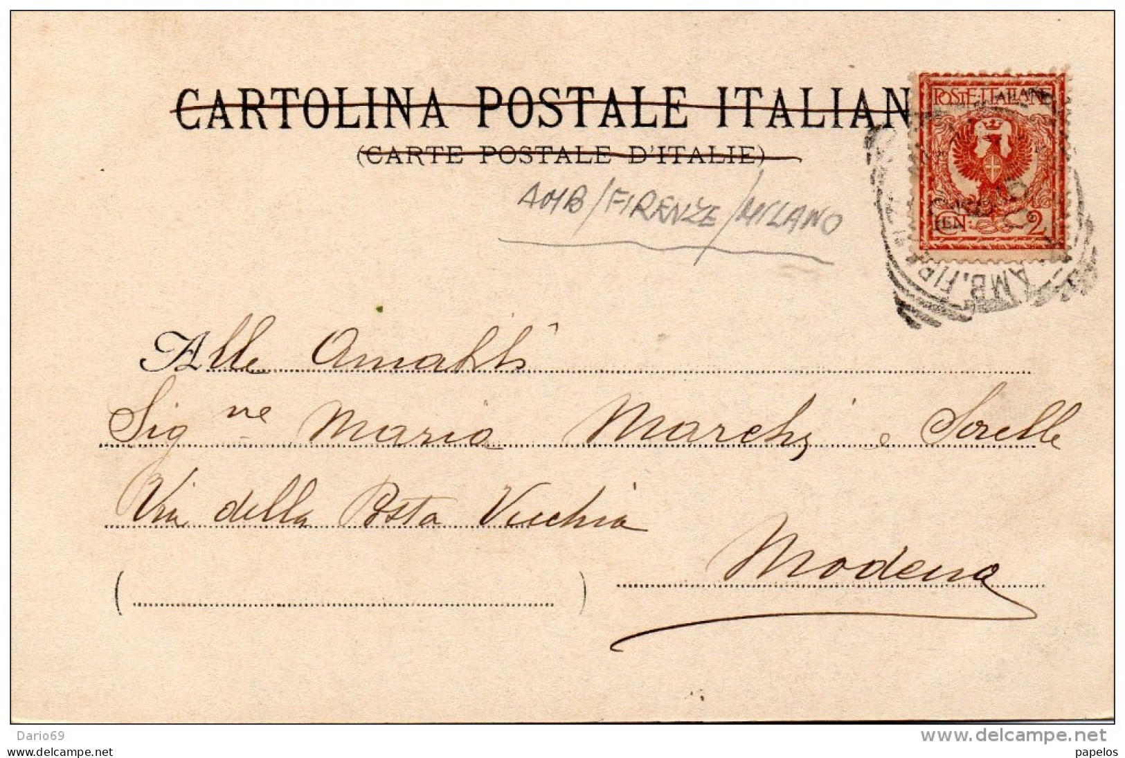 1906 PISTOIA  - LA VISITAZIONE  ANNULLO AMBULANTE FIRENZE - MILANO - Pistoia