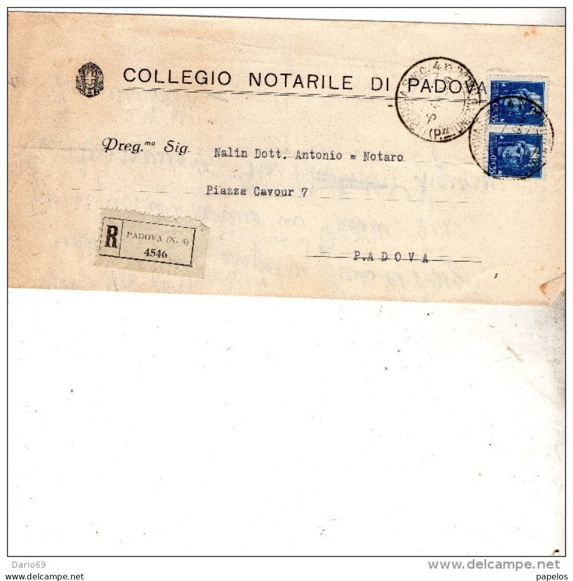 1940   LETTERA RACCOMANDATA CON ANNULLO PADOVA SUCCURSALE 4 - Poststempel