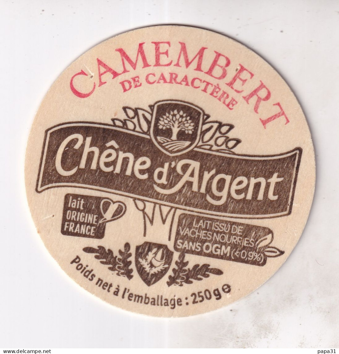 Etiquette  Ou Dessus De Boîte  De Fromage -  CAMEMBERT Chêne D'Argent - Quesos