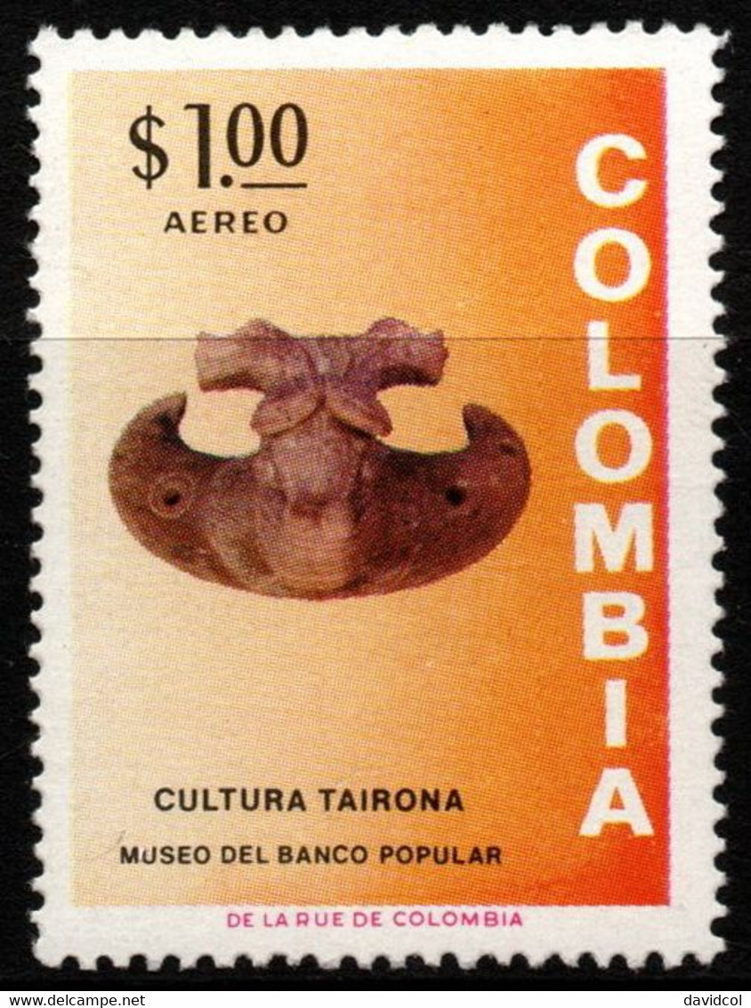 07- KOLUMBIEN - 1973- MI#:1249- MNH- ARCHAELOGY – TAIRONA CULTURE, CERAMIC – “AEREO” OVERPRINTED - Colombia