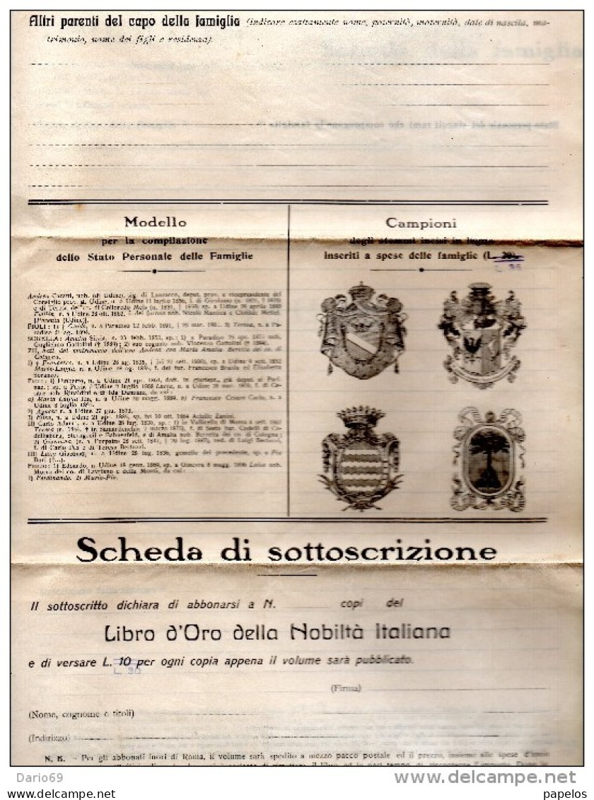 SCHEDA DI SOTTOSCRIZIONE LIBRO D'ORO DELLA NOBILTÀ ITALIANA - Documenti Storici