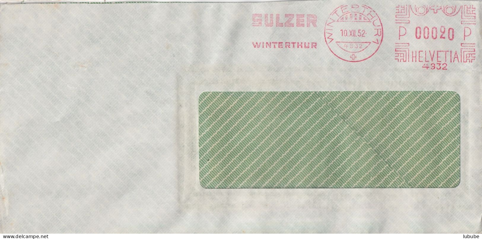 Motiv Brief  "Sulzer, Winterthur"        1952 - Covers & Documents