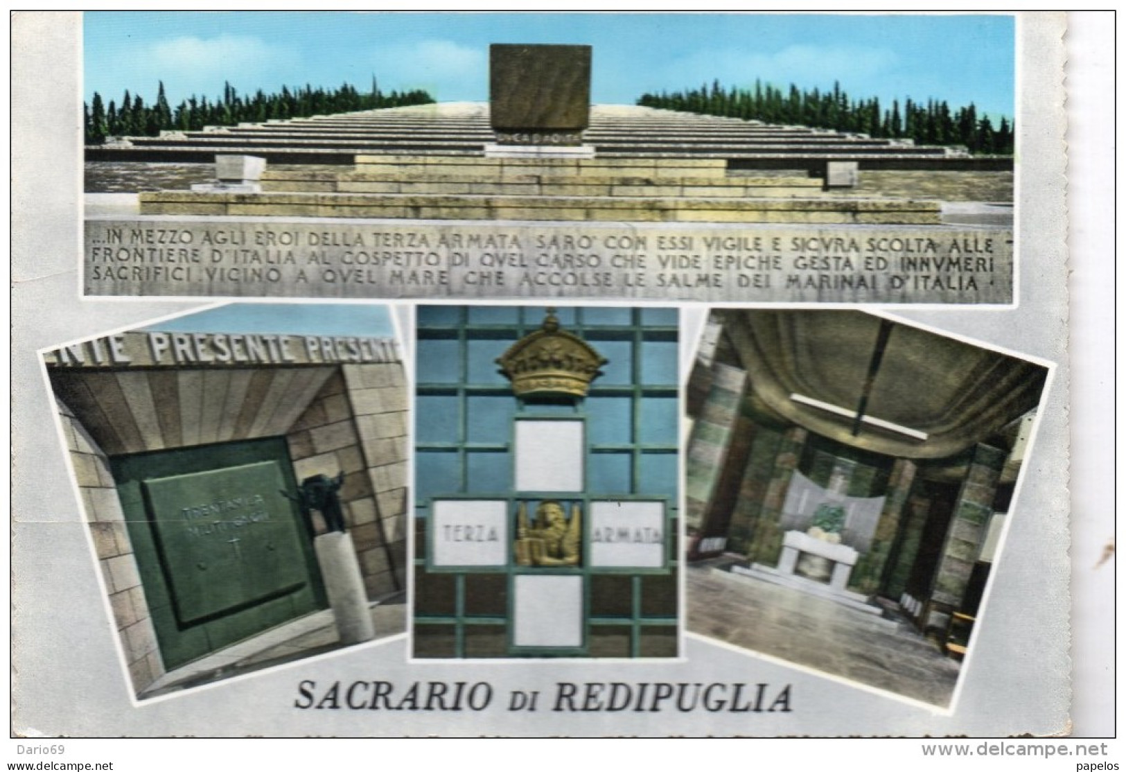 1959 CARTOLINA CON ANNULLO TRIESTE + TARGHETTA 4 NOVEMBRE GIORNATA DELLE FORZE ARMATE E DEL COMBATTENTE - 1946-60: Poststempel