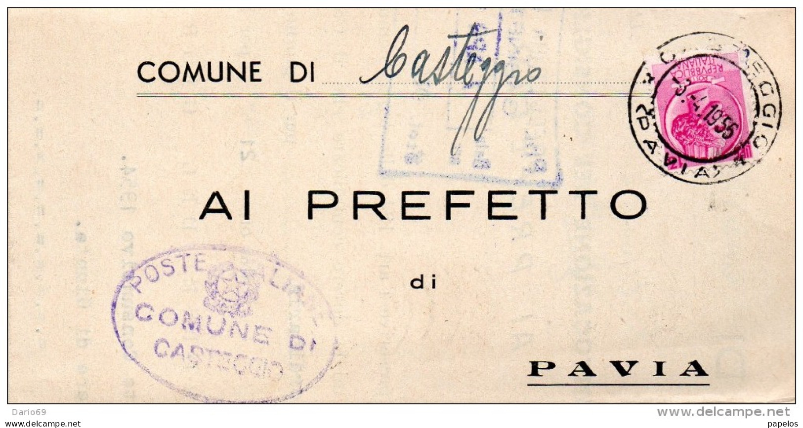 1955 LETTERA CON ANNULLO CASTEGGIO  PAVIA - 1946-60: Marcophilia