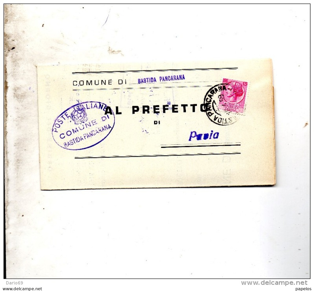 1959 LETTERA CON ANNULLO BASTIDA PANCARANA     PAVIA - 1946-60: Poststempel