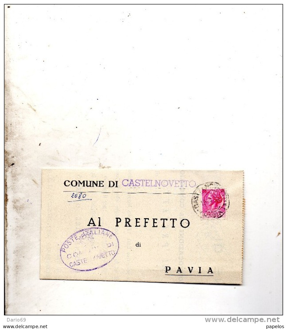 1959 LETTERA CON ANNULLO CASTELNOVETTO     PAVIA - 1946-60: Poststempel