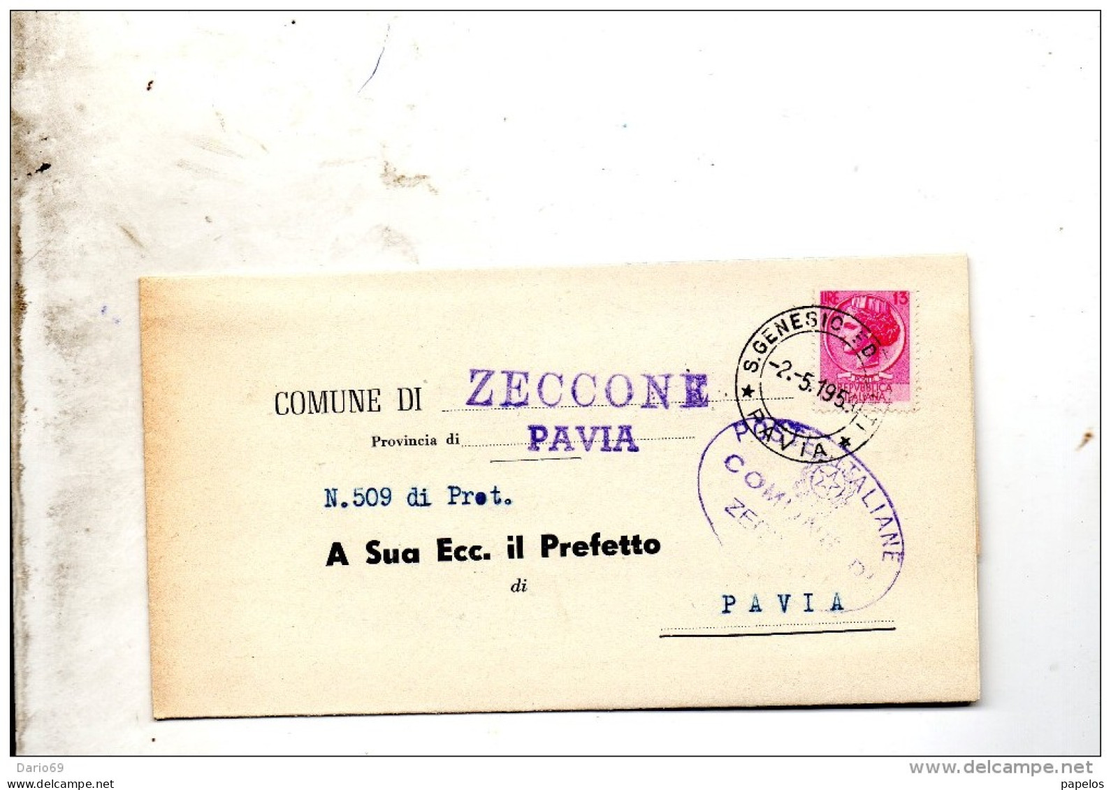 1959 LETTERA CON ANNULLO S. GENESIO     PAVIA - 1946-60: Marcophilie