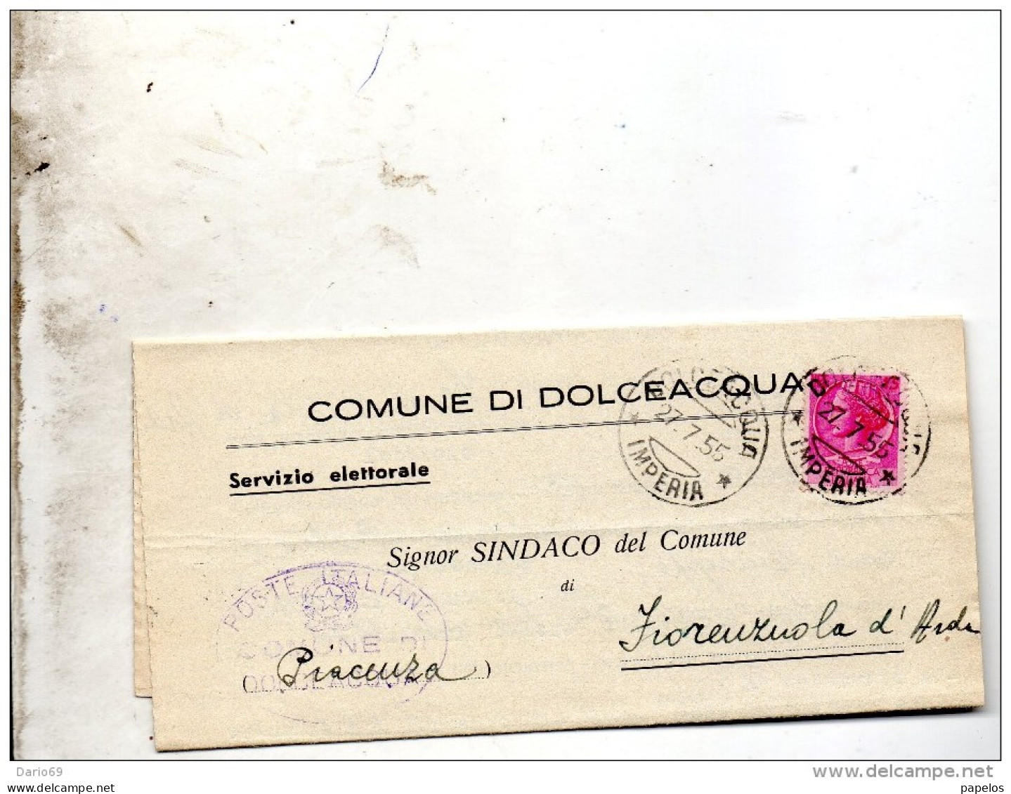 1955 LETTERA CON ANNULLO DOLCEACQUA     IMPERIA - 1946-60: Poststempel