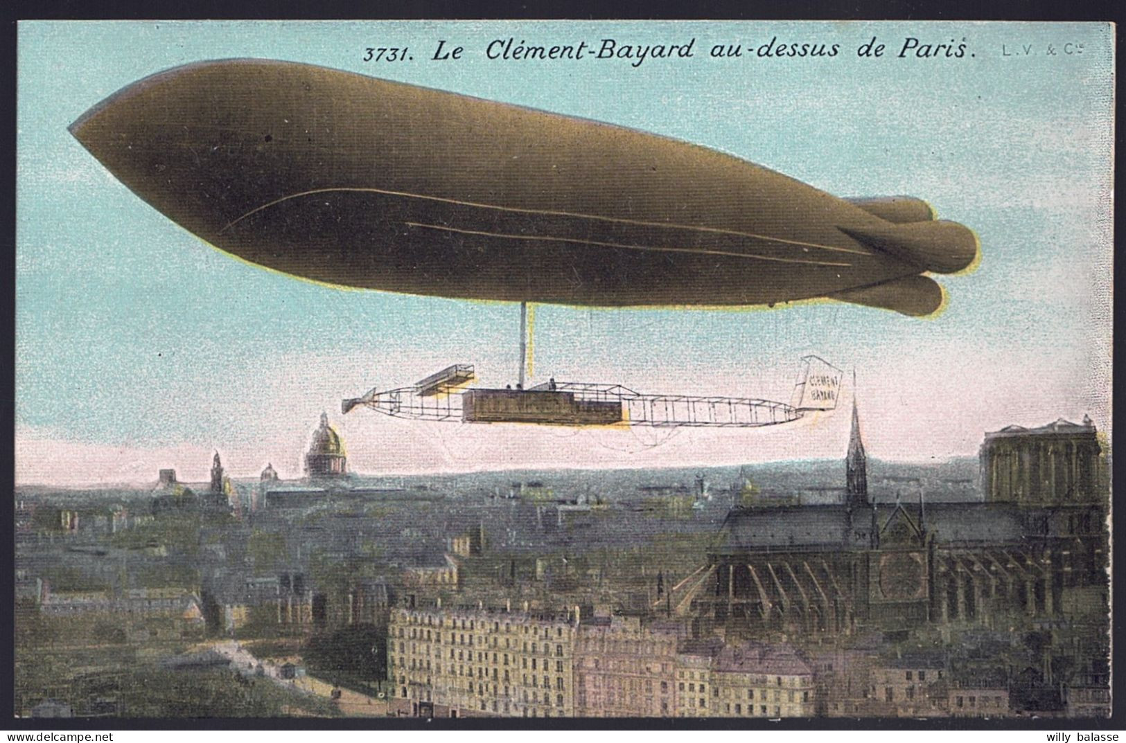 +++ CPA - Aviation - Avion - Aviateur - Dirigeable - CLEMENT BAYARD Au-dessus De Paris - Aqua Photo  // - ....-1914: Précurseurs