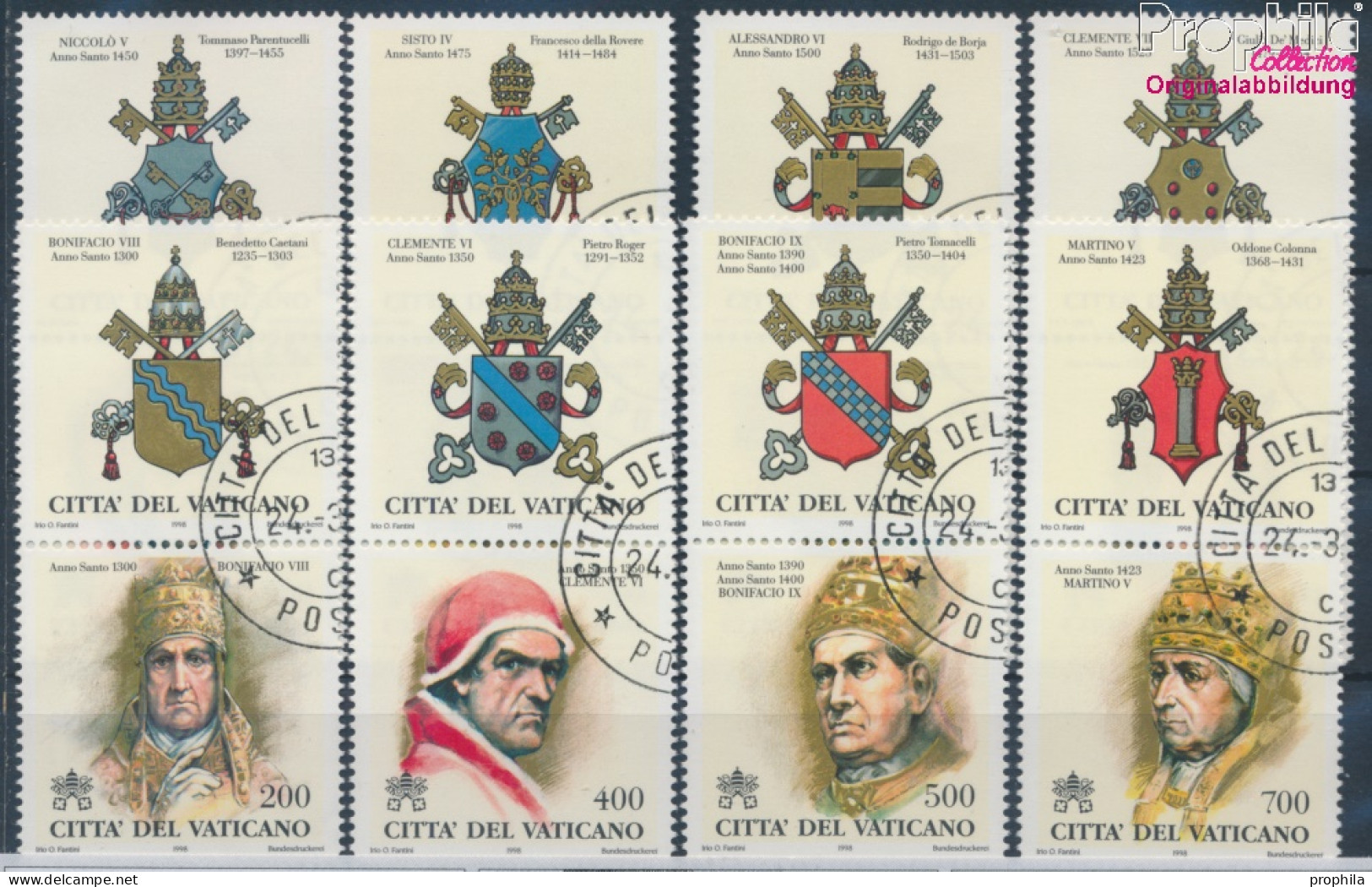 Vatikanstadt 1234-1241 Mit Zierfeld (kompl.Ausg.) Gestempelt 1998 Die Päpste (10352280 - Used Stamps