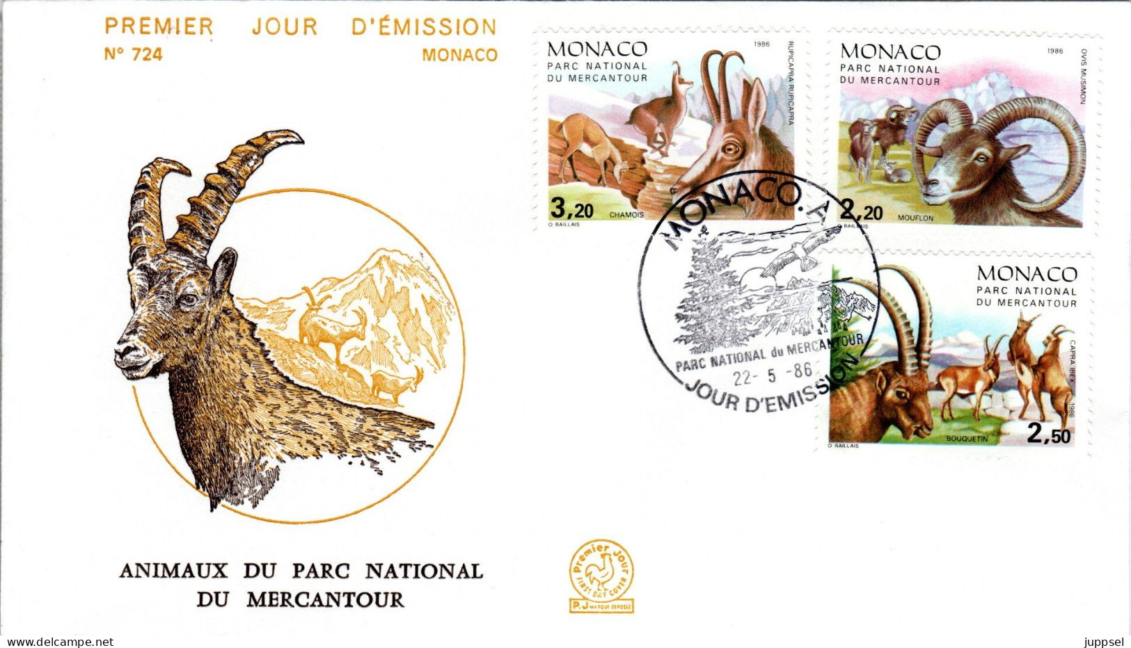 FDC Monaco,  Chamois, Moufflon, Ibex    /     Lettre De Première Jour, Chamois, Mouflon, Bouquetin - Wild