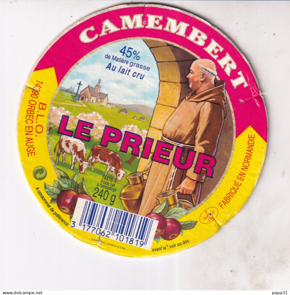 Etiquette  Ou Dessus De Boîte  De Fromage -  CAMEMBERT LE PRIEUR - Quesos