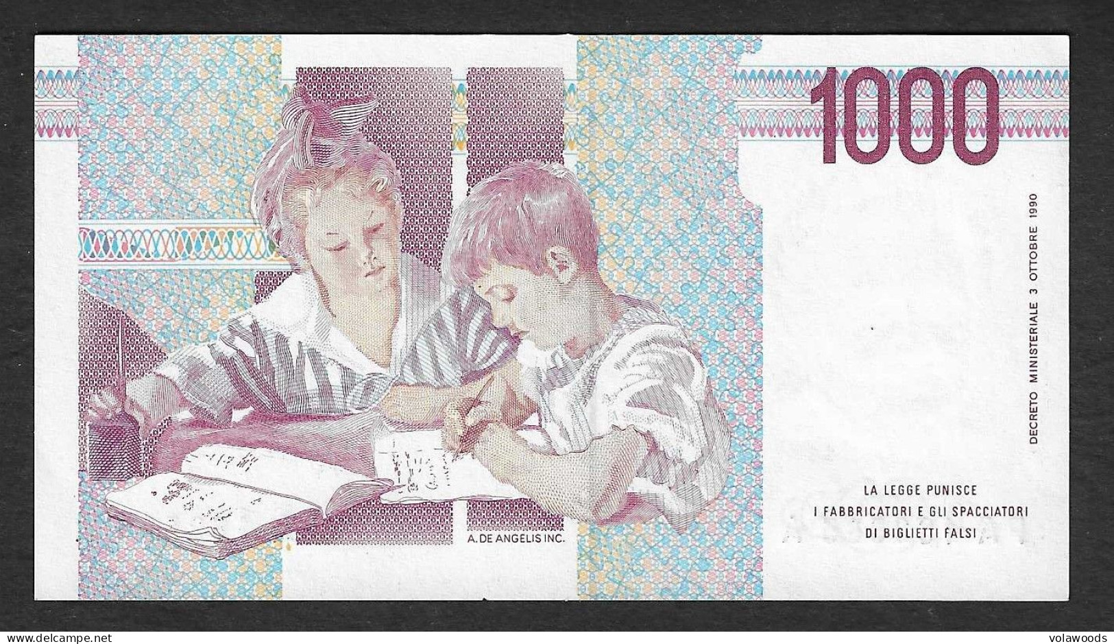Italia - Banconota Non Circolata FDS UNC Da 1000 Lire P-114a.1 - 1990 #19 - 1000 Liras