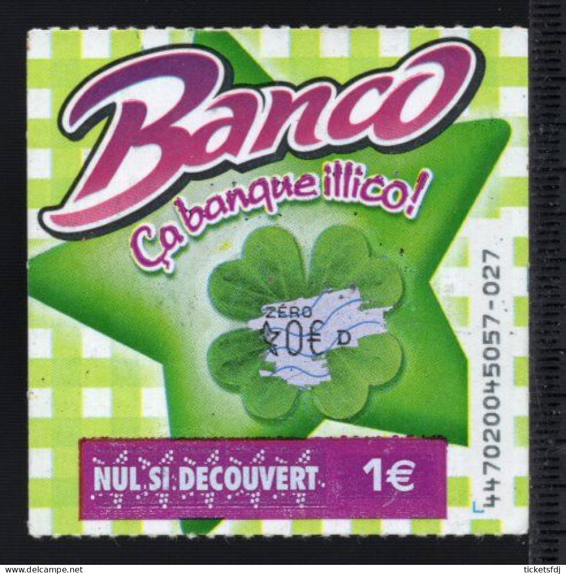 grattage FDJ - tickets BANCO au choix (39101-44701-44702-44703) FRANCAISE DES JEUX