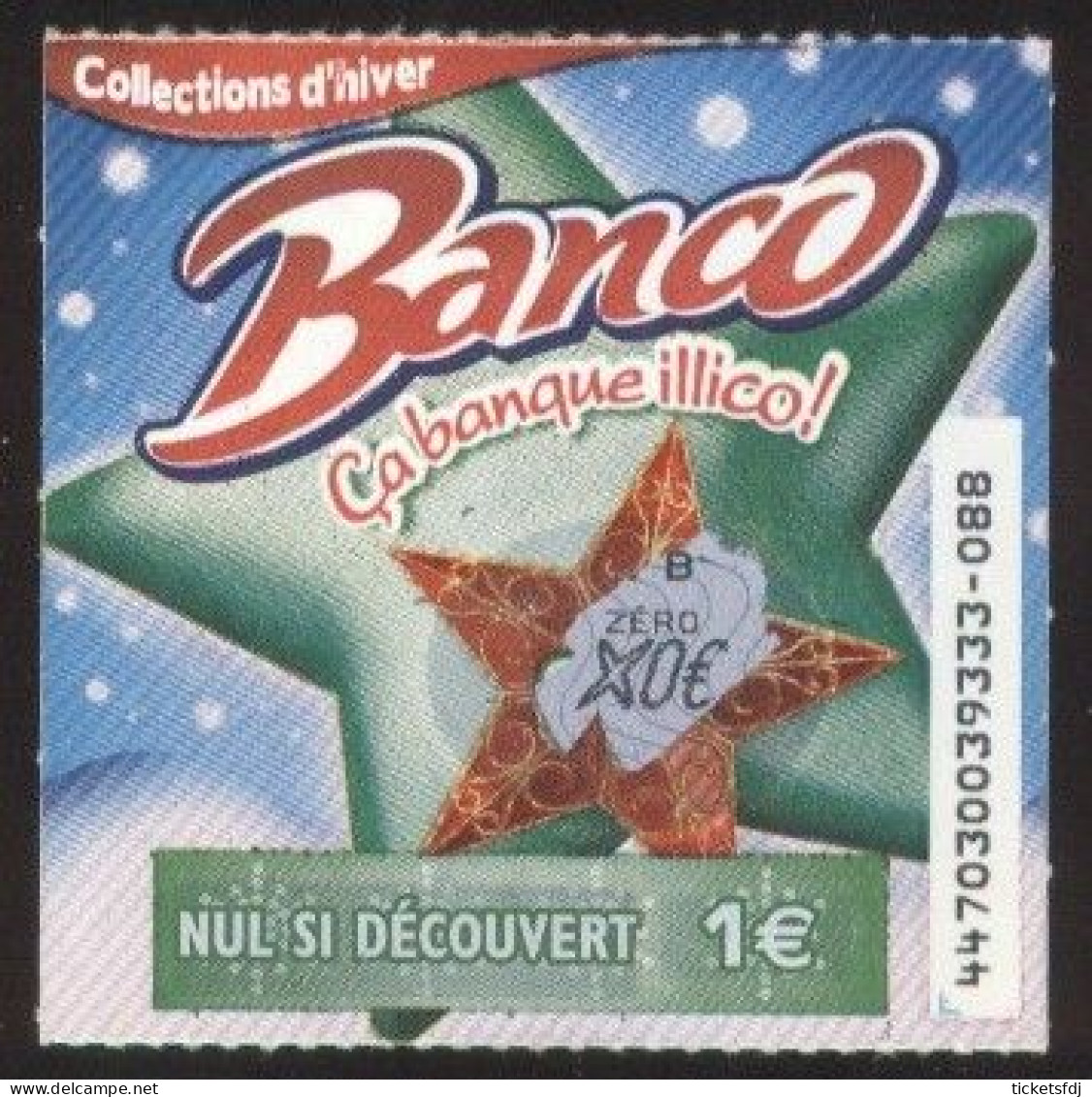 grattage FDJ - tickets BANCO au choix (39101-44701-44702-44703) FRANCAISE DES JEUX