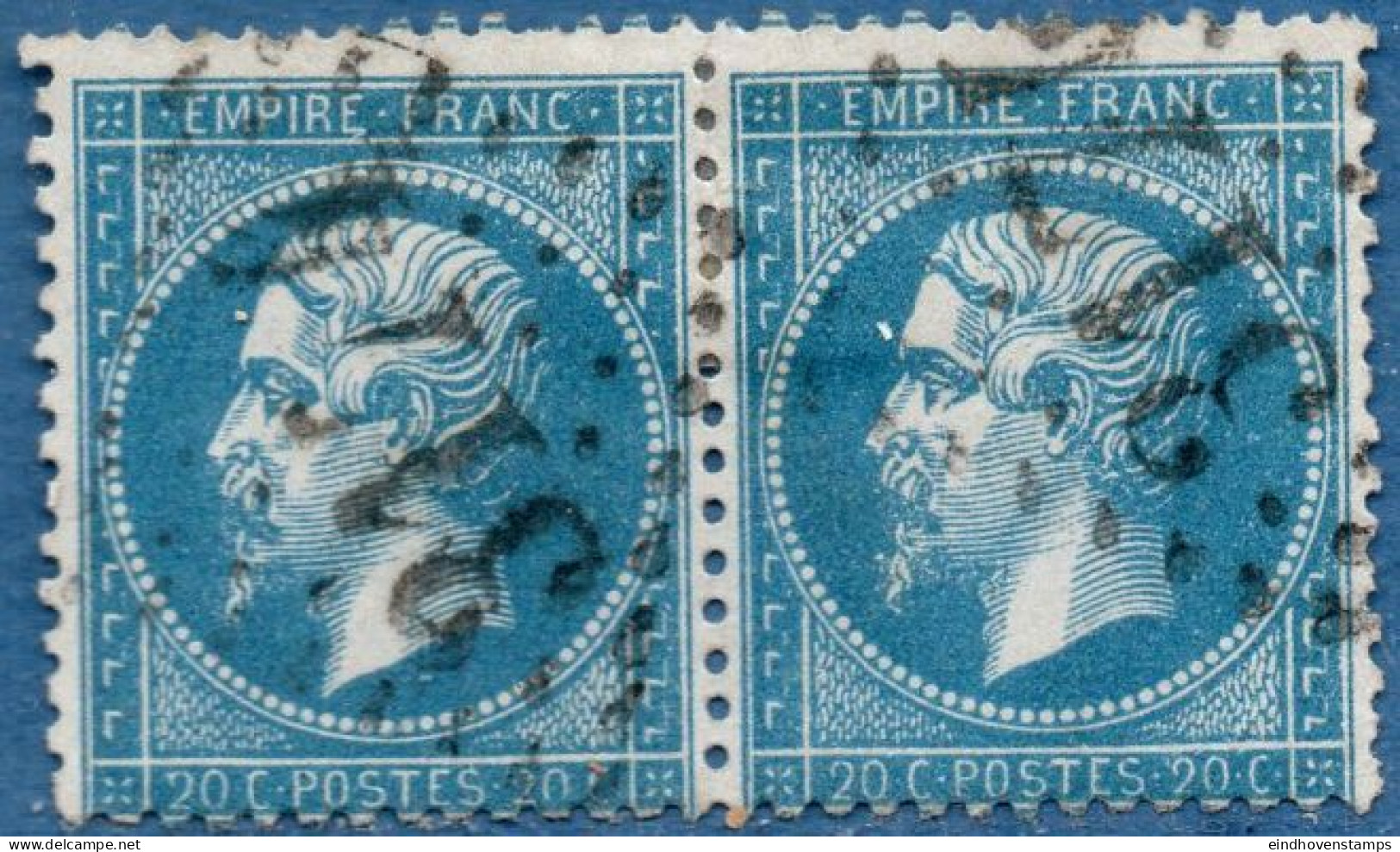 France 1862, 20 C Pair Cancelled C 3174 - La Rochelle - 1862 Napoléon III