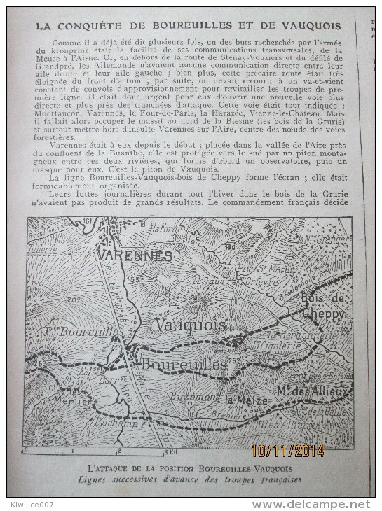 Guerre 14-18 La Campagne D Argonne    1915  Kronprintz  Bourreuilles   Vauquois   Eparges  Tableau Chronologique - Non Classés