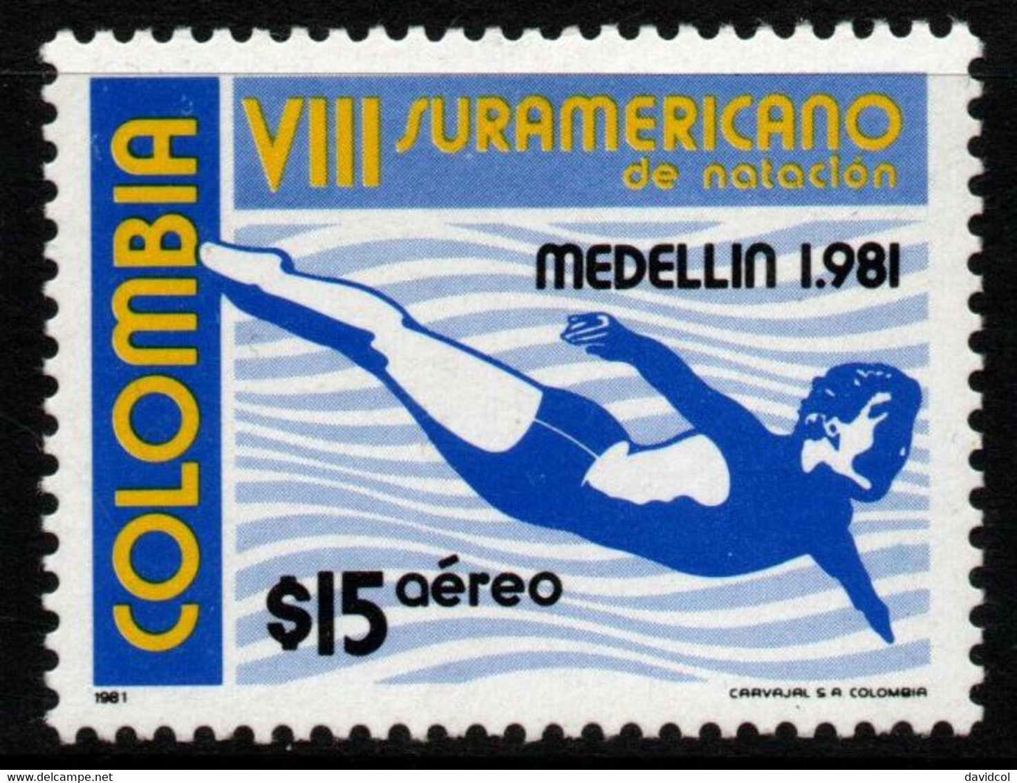 04- KOLUMBIEN - 1981- MI#:1473- MNH- VIII SOUTH AMERICAN SWIMMING CHAMPIONSHIP – SPORTS / SWIMMING - Colombia