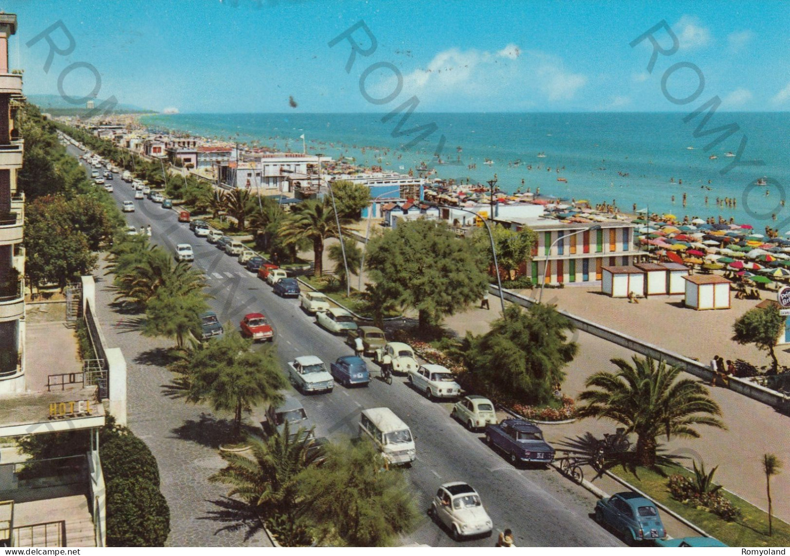 CARTOLINA  C6 PESCARA,ABRUZZO-LUNGOMARE-SPIAGGIA,MARE,SOLE,ESTATE,VACANZA,BARCHE A VELA,BELLA ITALIA,VIAGGIATA 1970 - Pescara