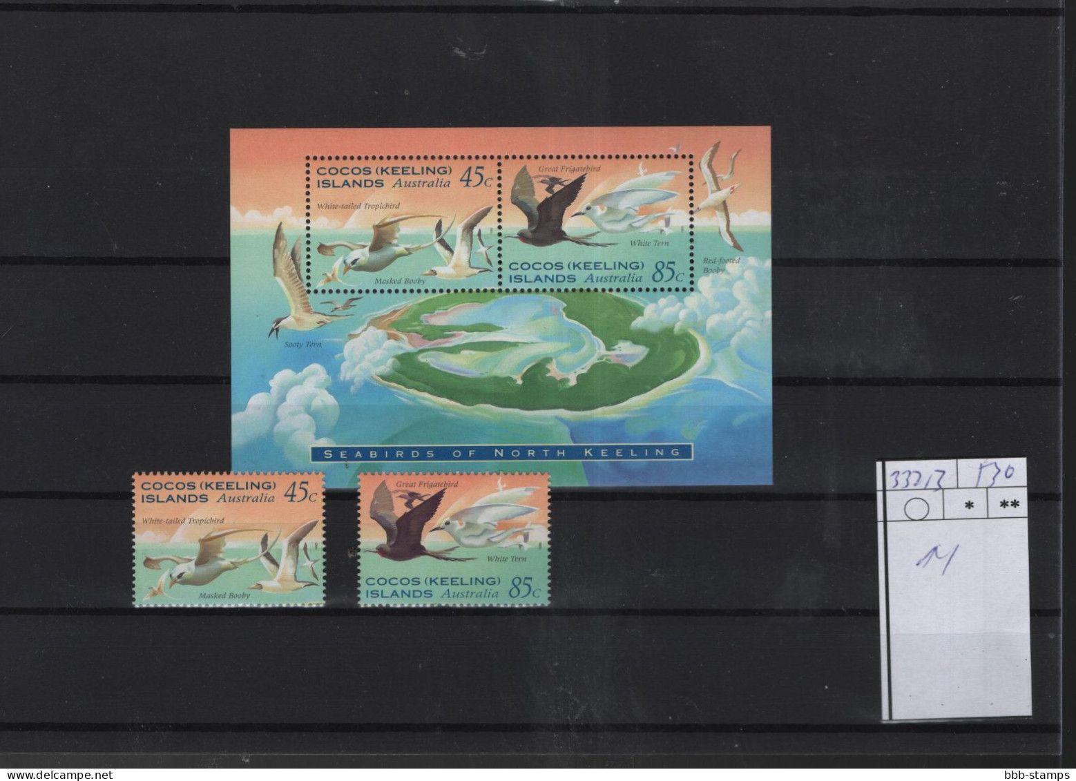 Kokos Inseln Michel Cat.No. Mnh/** 332/333 + Sheet 14 Birds - Cocos (Keeling) Islands