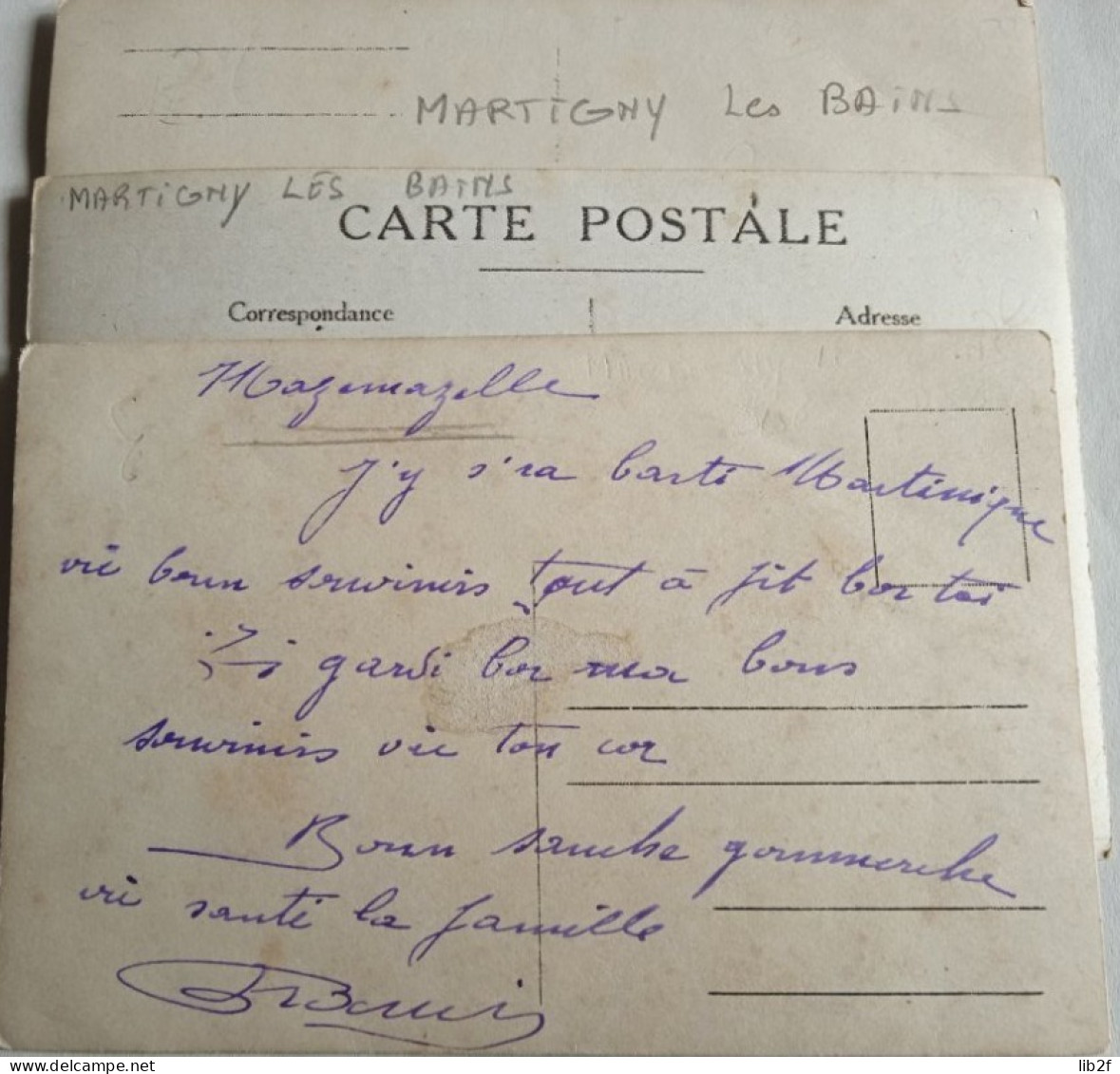 1915 Martigny Les Bains Vosges Hôpital Croix Rouge Convalescence Carte En Créole Martinique Poilus Ww1 14 18 Photo - Krieg, Militär