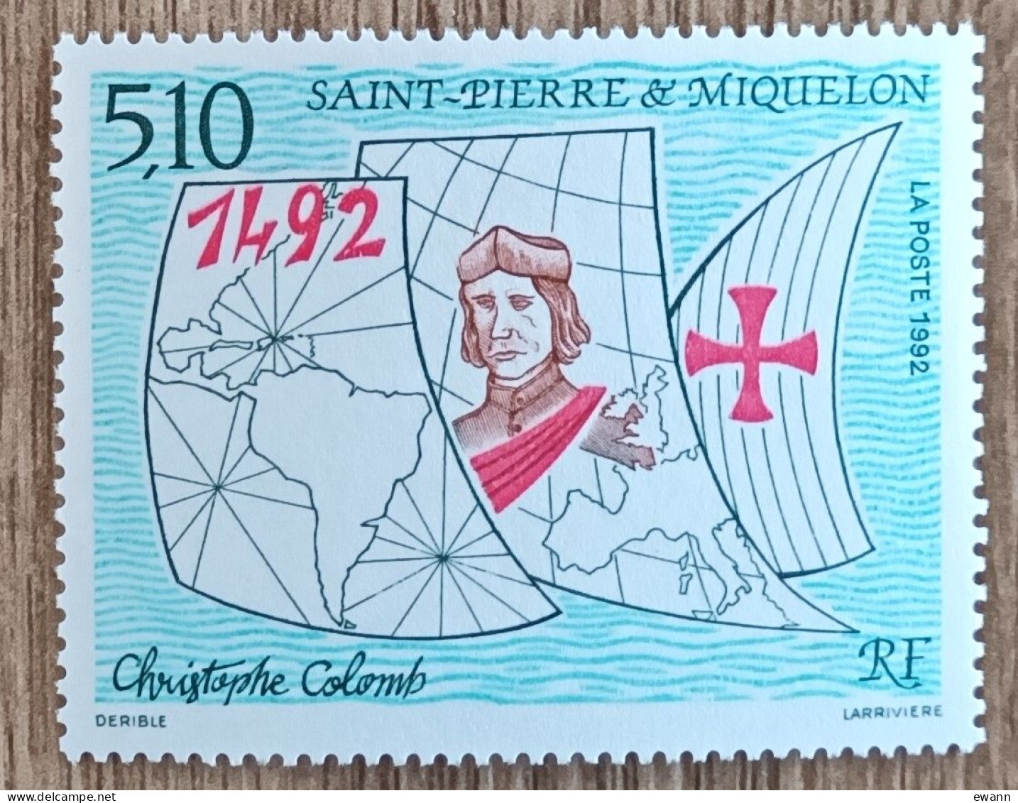 St Pierre Et Miquelon - YT N°569 - Découverte De L'Amérique Par Christophe Colomb - 1992 - Neuf - Unused Stamps