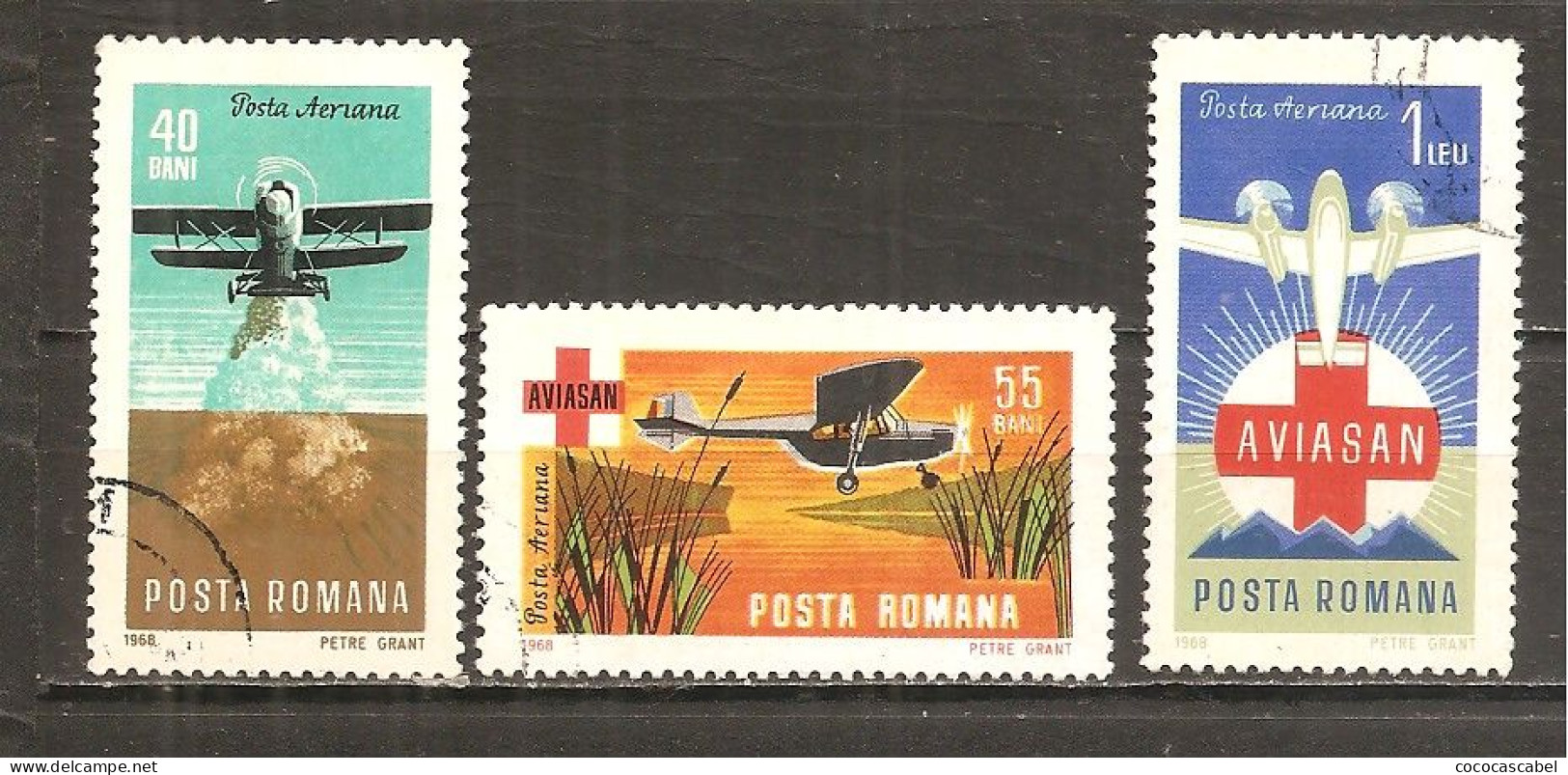 Rumanía Yvert Nº Aéreo 214-16 (usado) (o) (216 Defectuoso) - Oblitérés