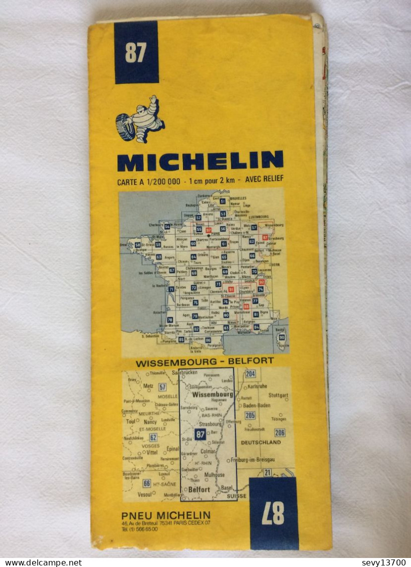 Ancienne Carte Routière Michelin Décembre 1973 France Wissembourg-Belfort N° 87 - Wegenkaarten