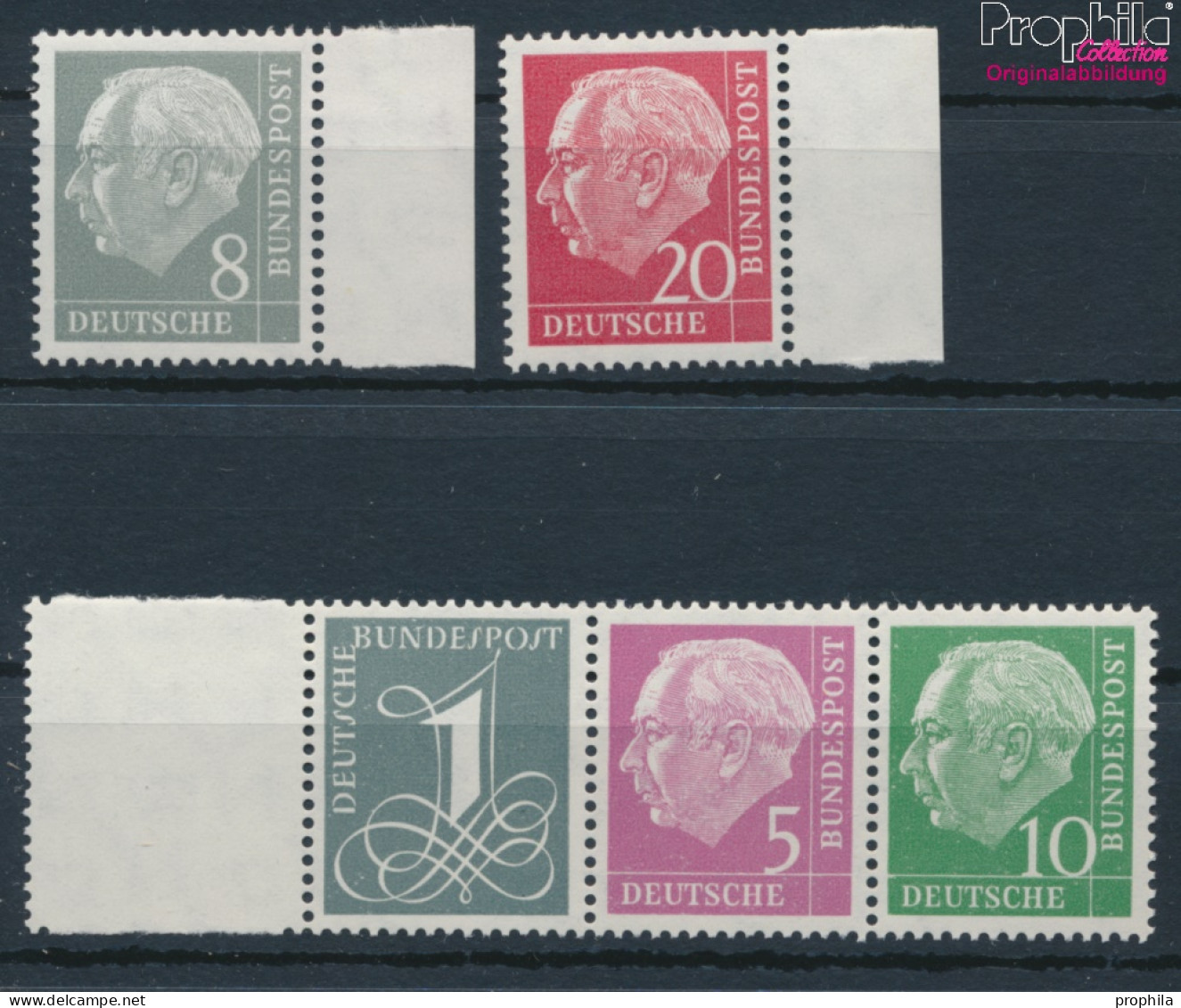 BRD 179Y,182Y,183Y,185Y,285Y (kompl.Ausg.) Liegendes Wasserzeichen Postfrisch 1960 Heuss I (10347830 - Unused Stamps