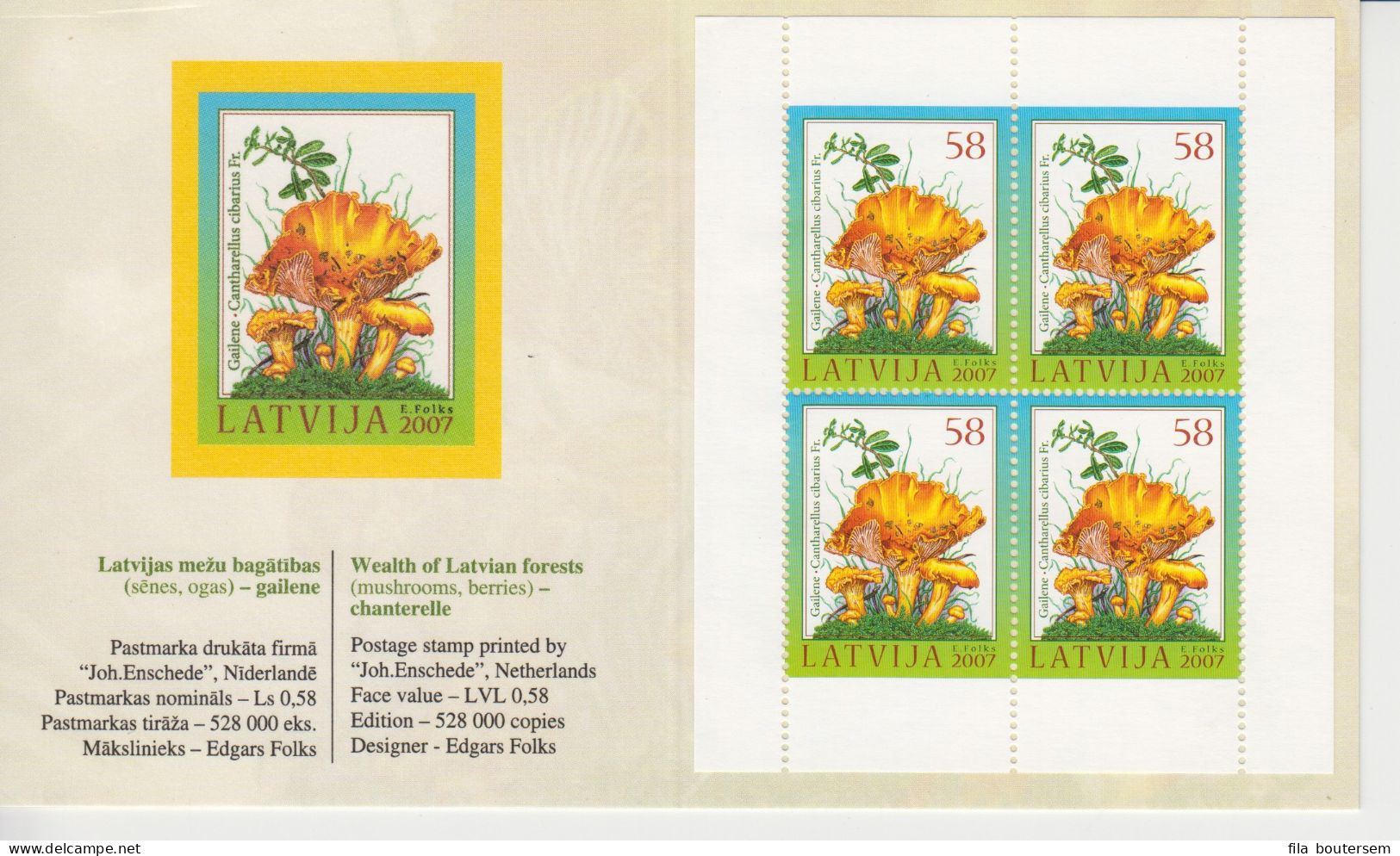 Mushrooms # Latvia Letland Lettonie # 25-08-2007 MNH # Mi. 708 Booklet Plants - Champignons