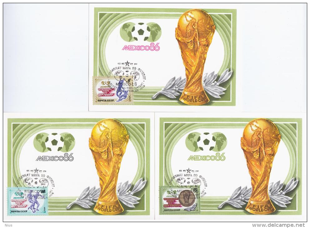 Russia USSR 1986 Maximum Cards X3 World Cup Football Championship, Mexico - Maximumkaarten