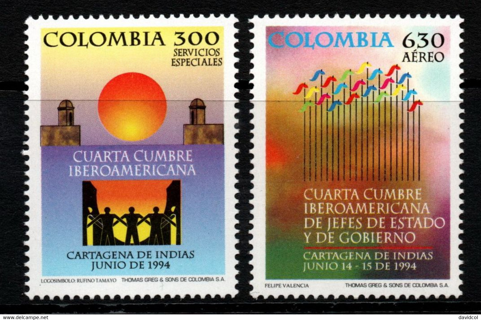 09- KOLUMBIEN - 1994 - MI#:1943-1944 - MNH- IBERO-AMERICAN SUMMIT - Colombia