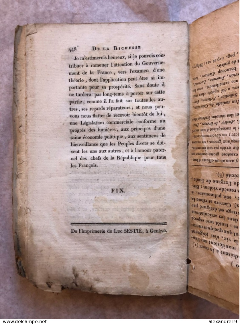 SISMONDI, De la richesse commerciale, ou principes d'économie politique - EDITION ORIGINALE 1803