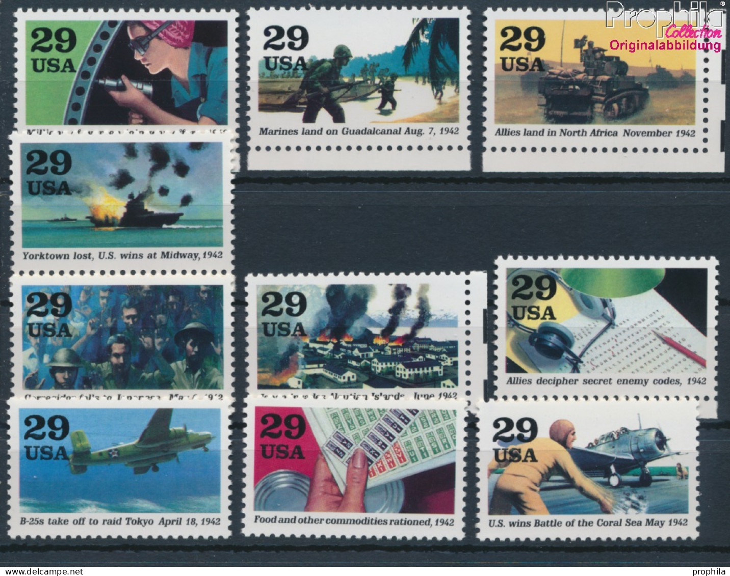 USA 2302-2311 (kompl.Ausg.) Postfrisch 1992 Geschichte Des 2. Weltkrieges (10348649 - Ungebraucht