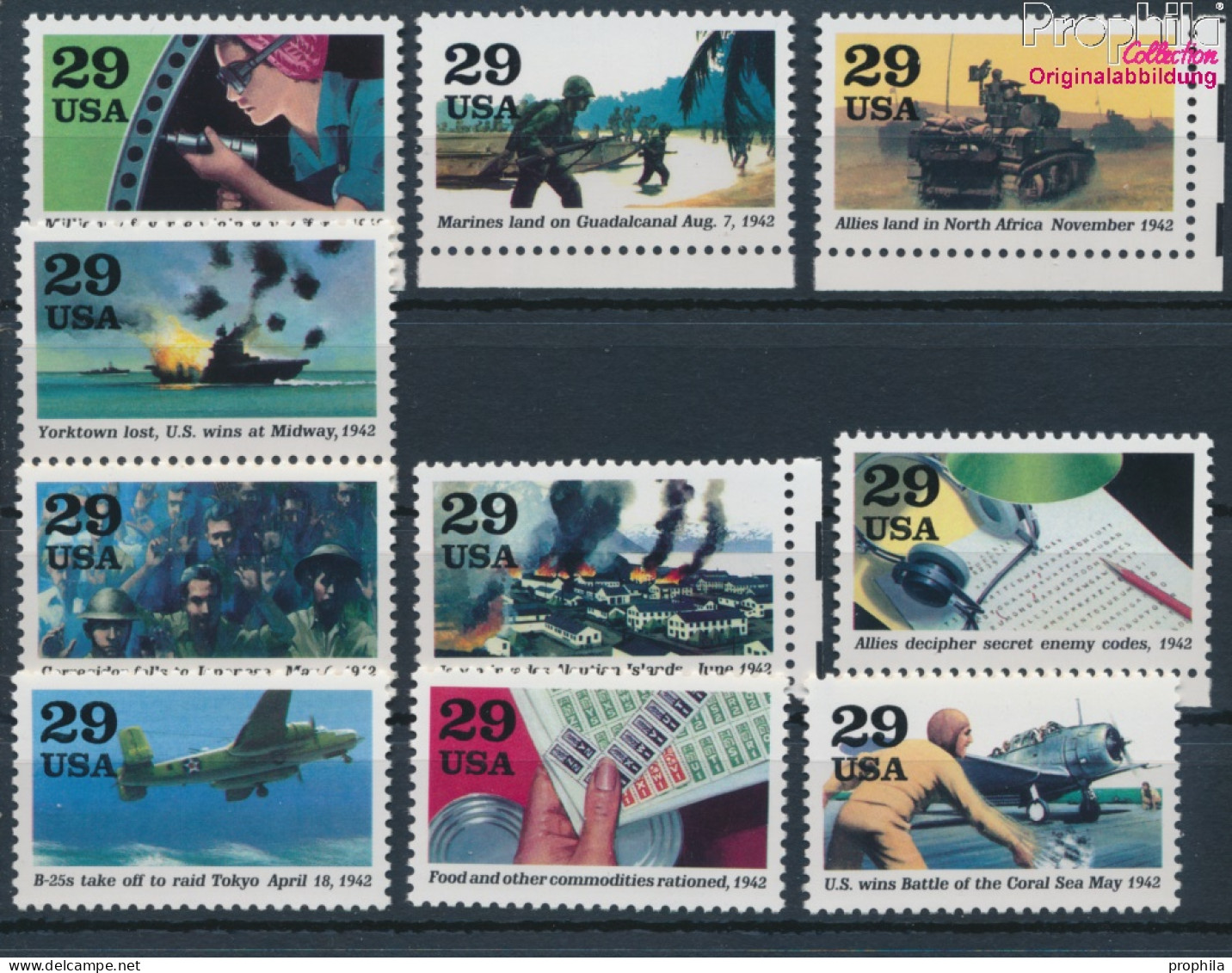 USA 2302-2311 (kompl.Ausg.) Postfrisch 1992 Geschichte Des 2. Weltkrieges (10348649 - Ongebruikt