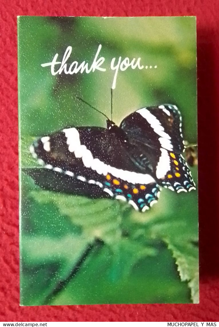 DÍPTICO TARJETA DE FELICITACIÓN CARD O SIMIL MARIPOSA BUTTERFLY PAPILLON THANK YOU WOOD WINDS USA...QUASAR..VER FOTOS.. - Ohne Zuordnung