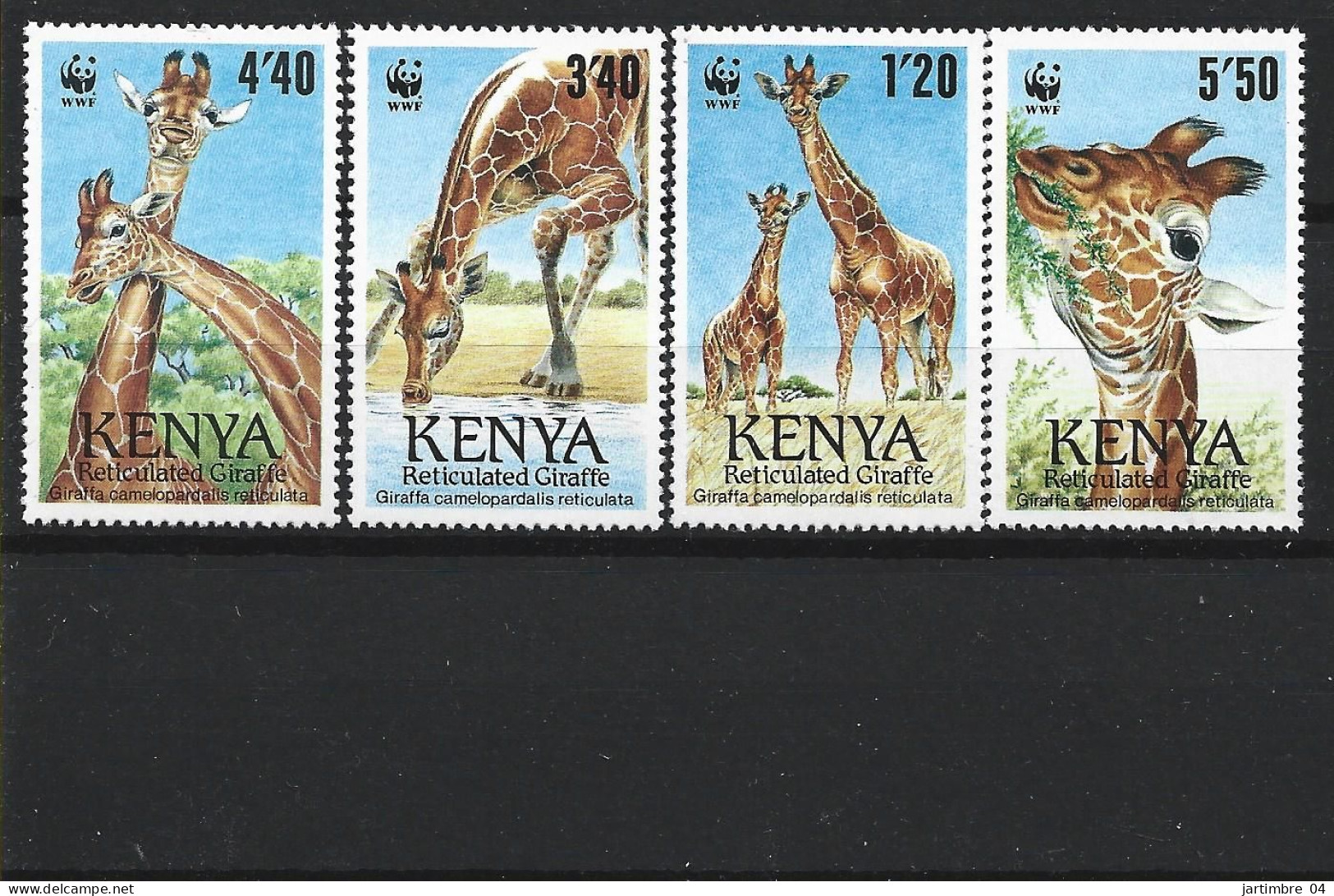 1989 KENYA 474-77** WWF, Animaux, Girafes - Kenya (1963-...)
