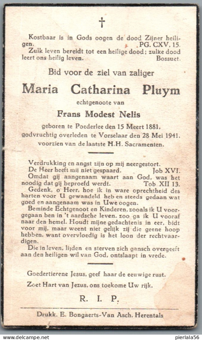 Bidprentje Poederlee - Pluym Maria Catharina (1881-1941) - Images Religieuses