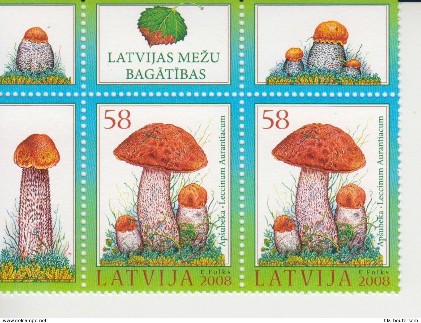 06-09-2008 Letland - LATVIA MUSHROOMS BOOKLET + Corner Bloc - Champignons