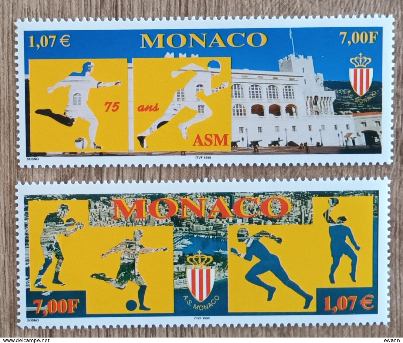 Monaco - YT N°2196, 2197 - Association Sportive De Monaco - 1999 - Neuf - Neufs